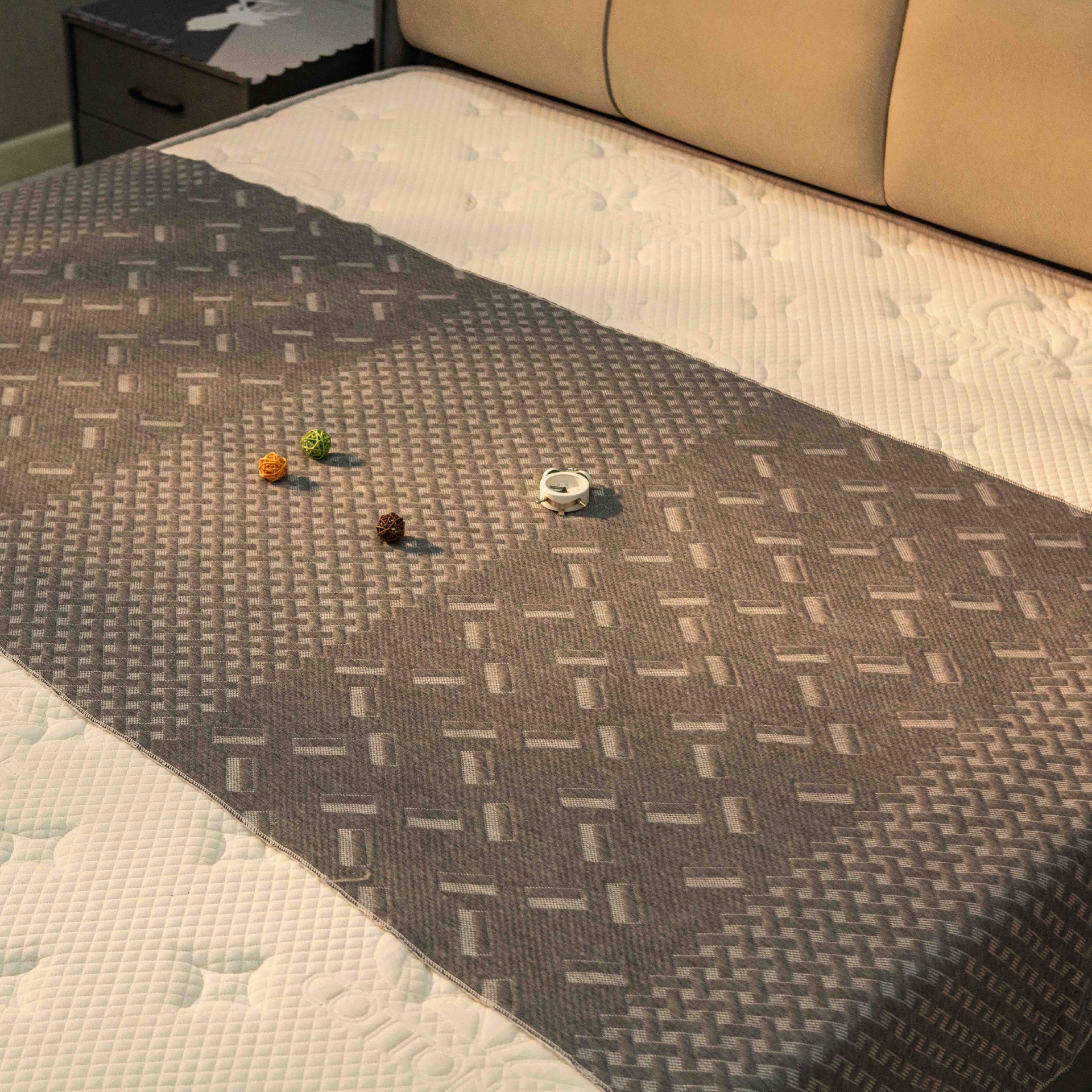 Geometry Grey Knitted Mattress Fabric