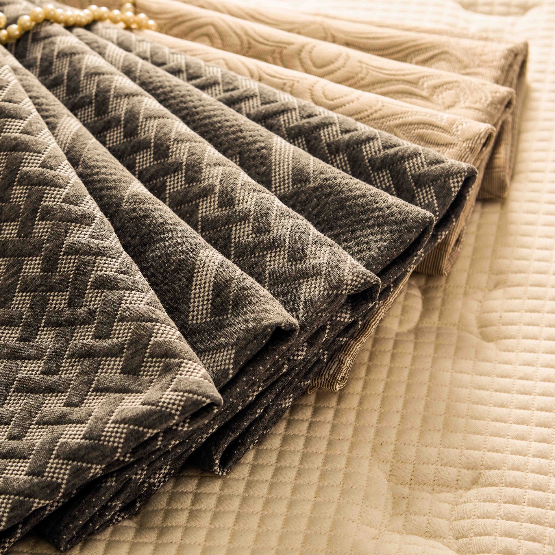 Geometry Grey Knitted Mattress Fabric