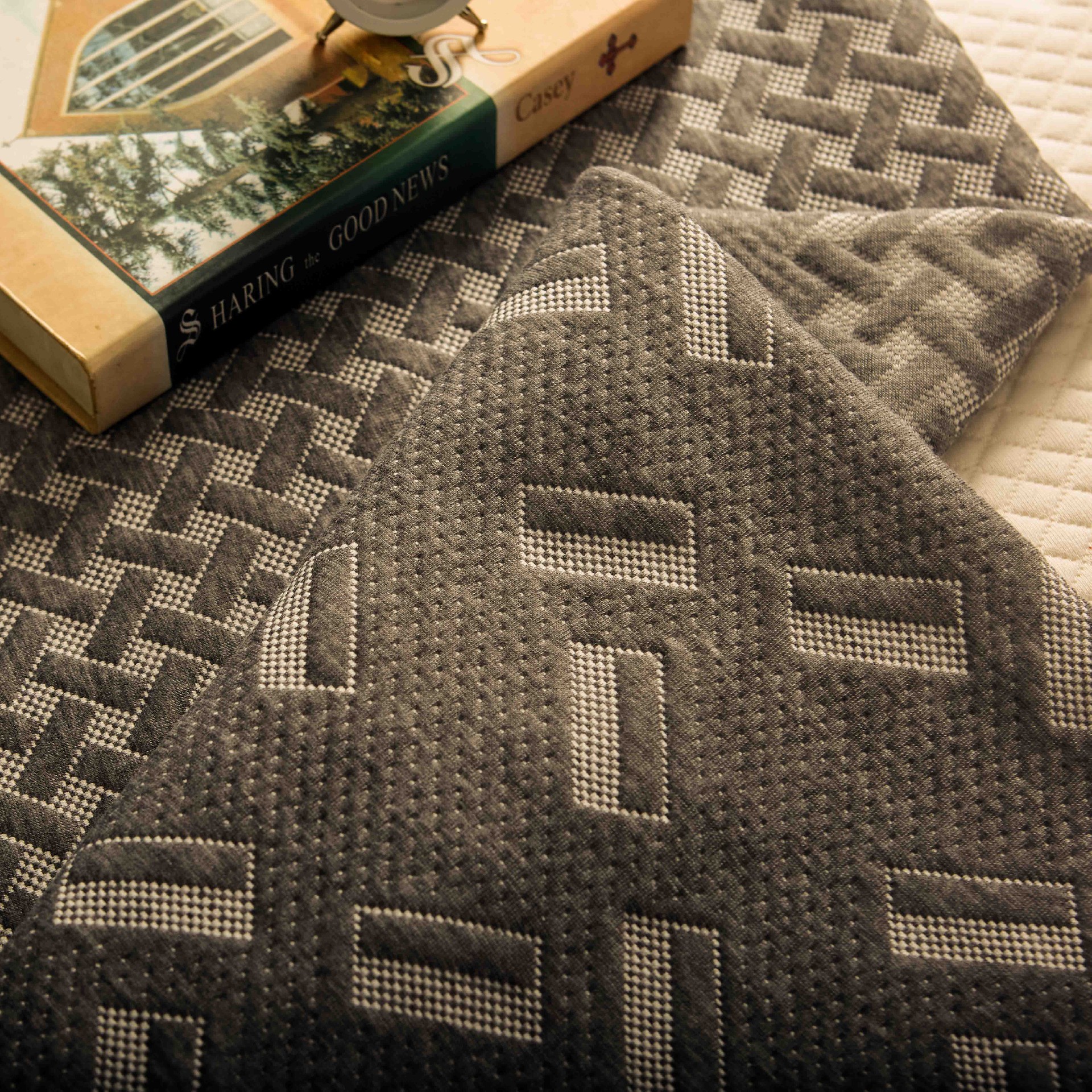 Geometry Grey Knitted Mattress Fabric