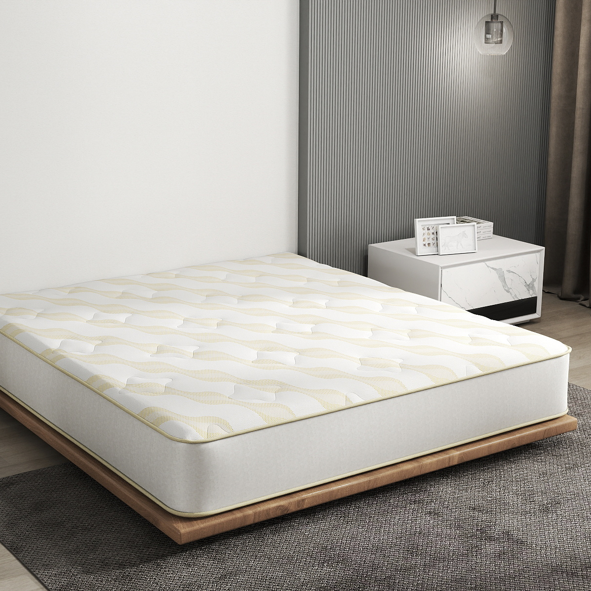 Custom Lurex Knitted Mattress Fabric – Gold Wave Jacquard for Premium Bedding Brands