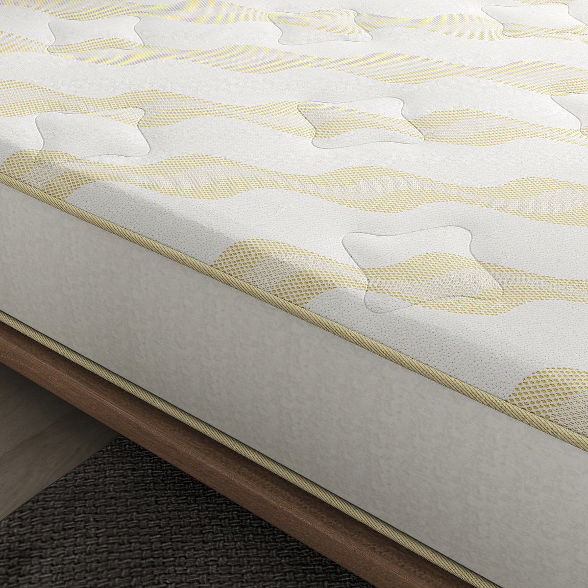 Custom Lurex Knitted Mattress Fabric – Gold Wave Jacquard for Premium Bedding Brands