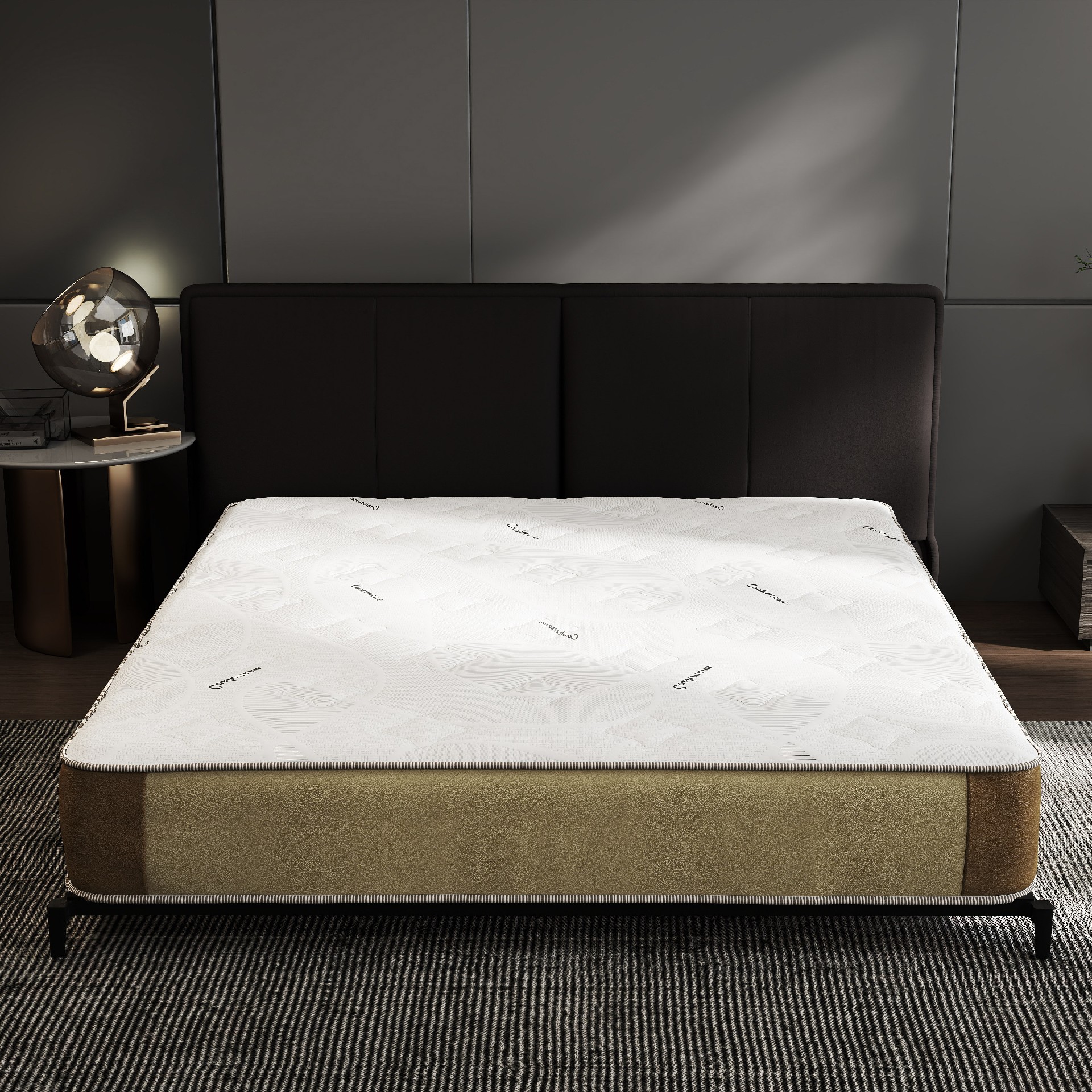 Cashmere Knitted Mattress Fabric – White Jacquard Design for Premium Sleep Brands