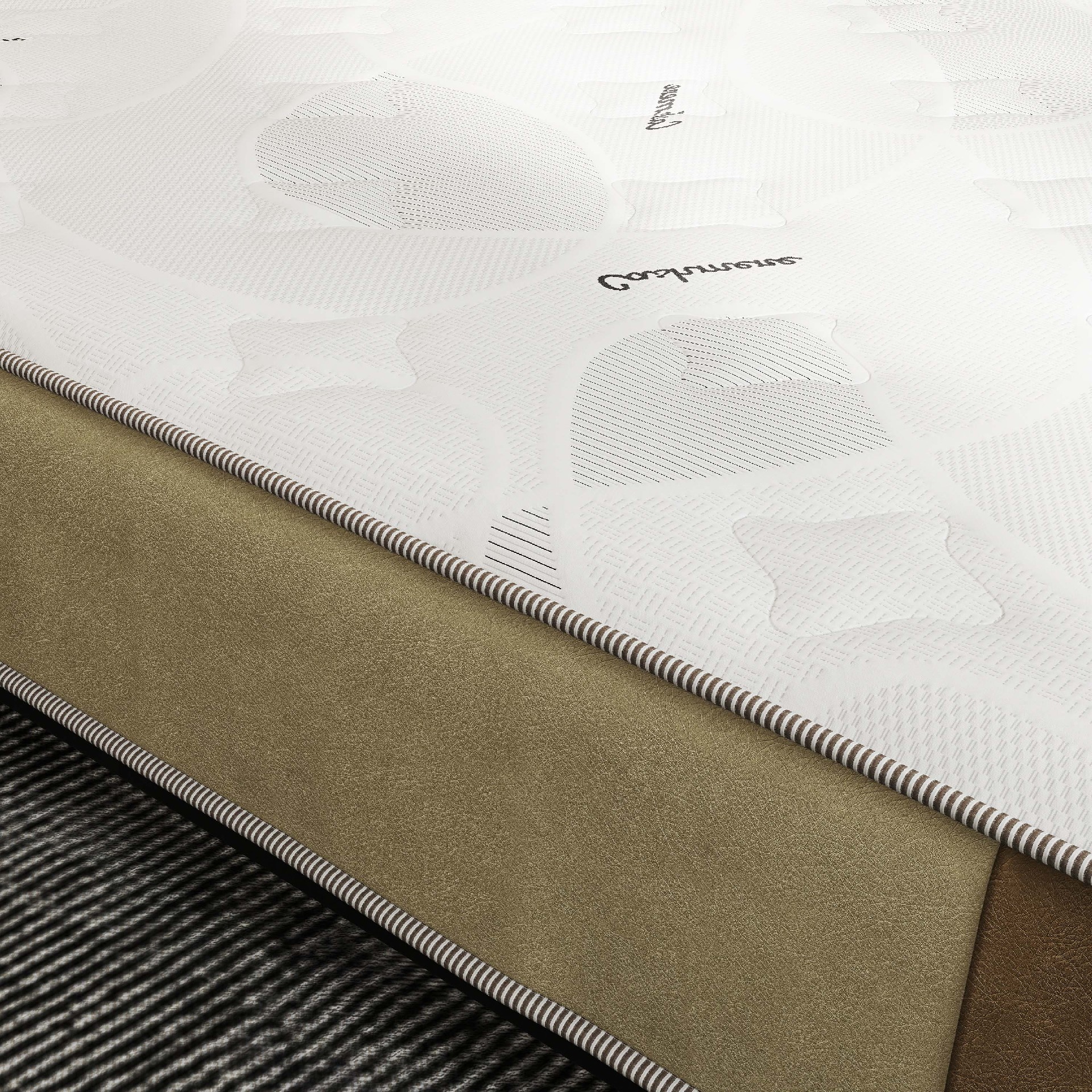 Cashmere Knitted Mattress Fabric – White Jacquard Design for Premium Sleep Brands