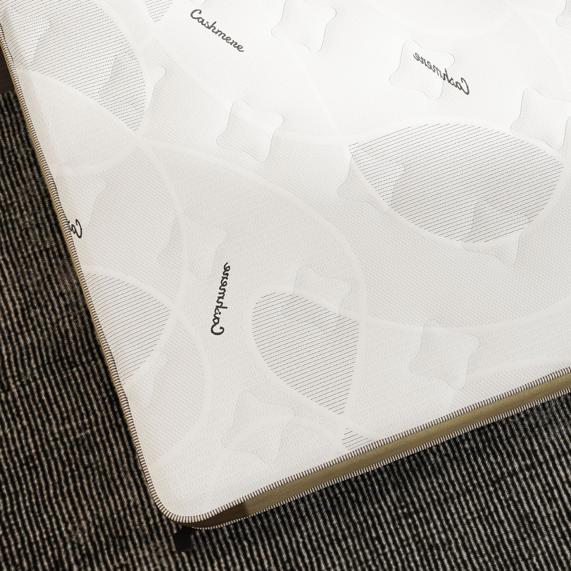 Cashmere Knitted Mattress Fabric – White Jacquard Design for Premium Sleep Brands