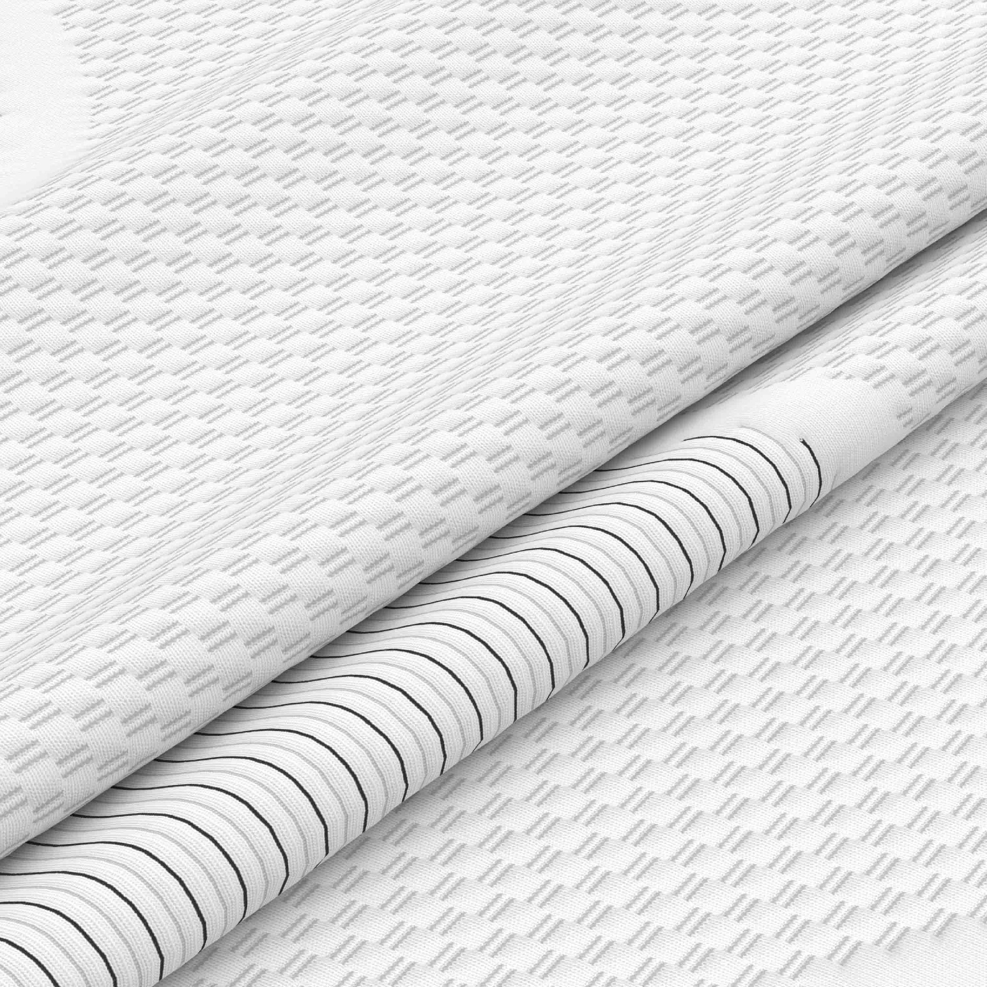 Cashmere Knitted Mattress Fabric – White Jacquard Design for Premium Sleep Brands