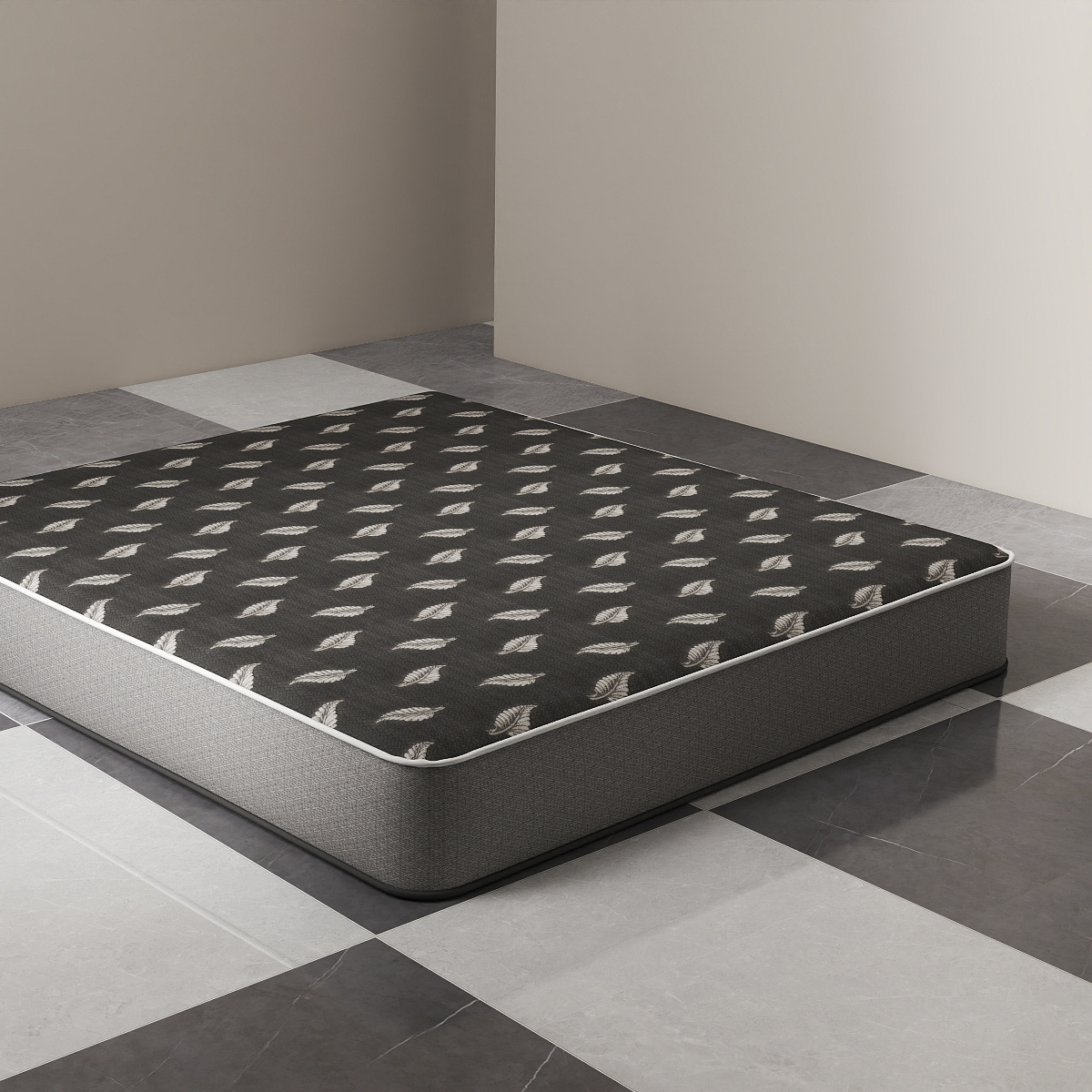 Dark Leaf Pattern Mattress Ticking Fabric – Knitted Jacquard Textile for Premium Mattress Covers