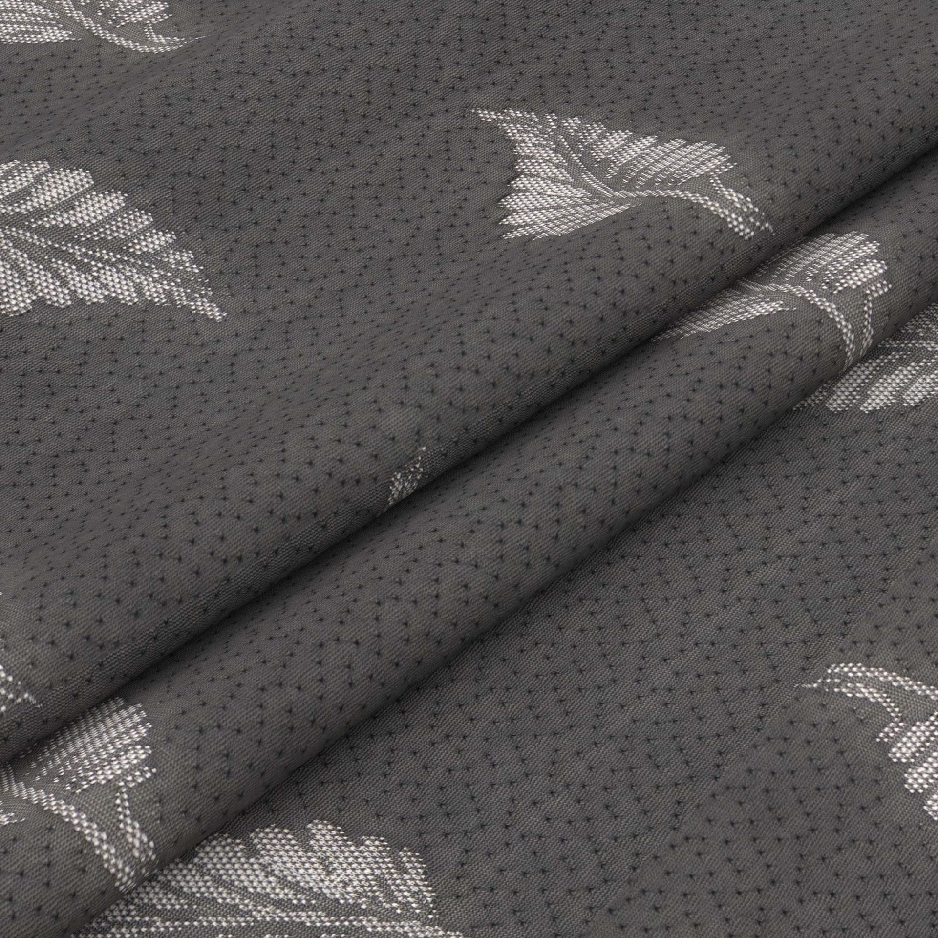 Dark Leaf Pattern Mattress Ticking Fabric – Knitted Jacquard Textile for Premium Mattress Covers