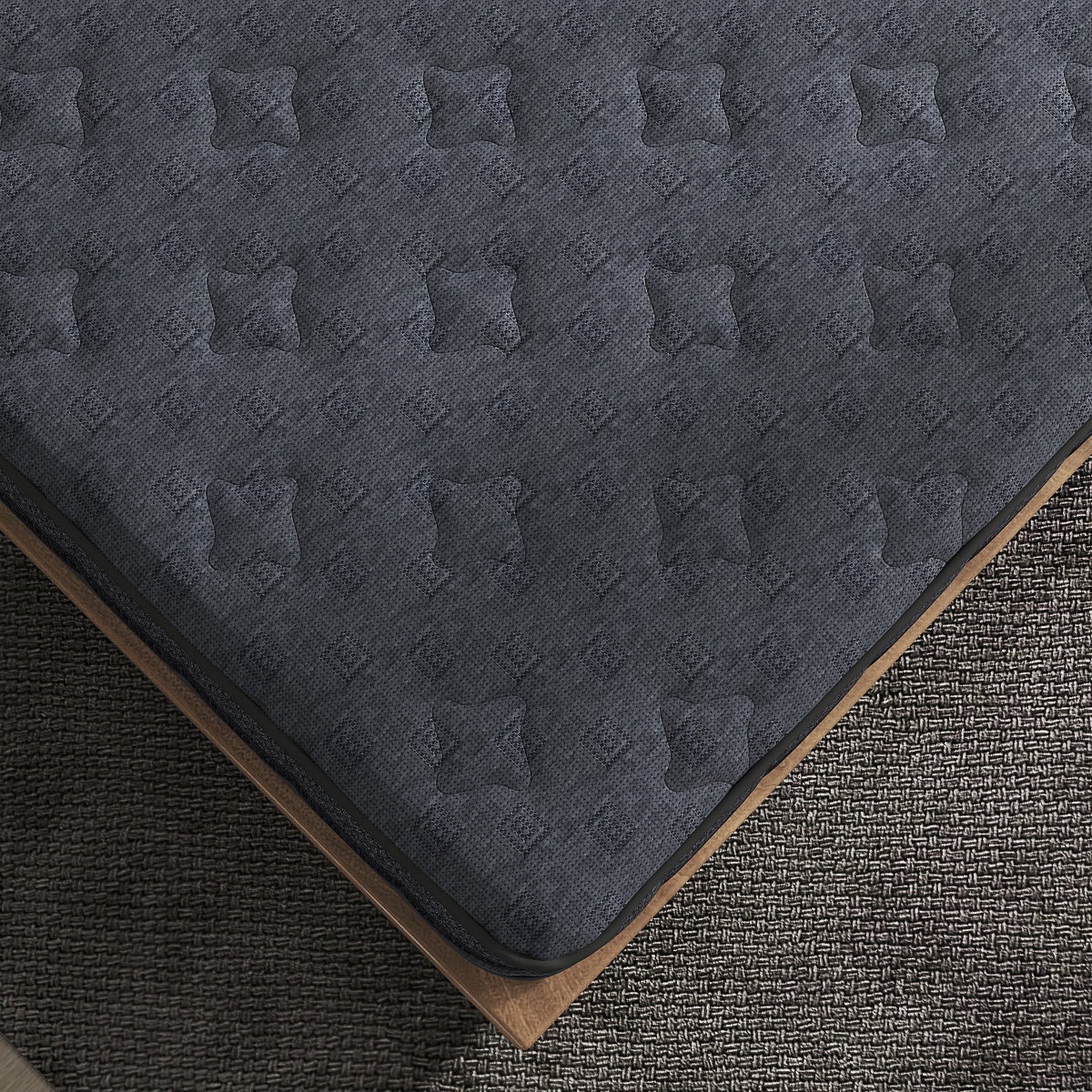 Dark Blue Geometric Knitted Mattress Fabric – Durable & Modern Ticking Material