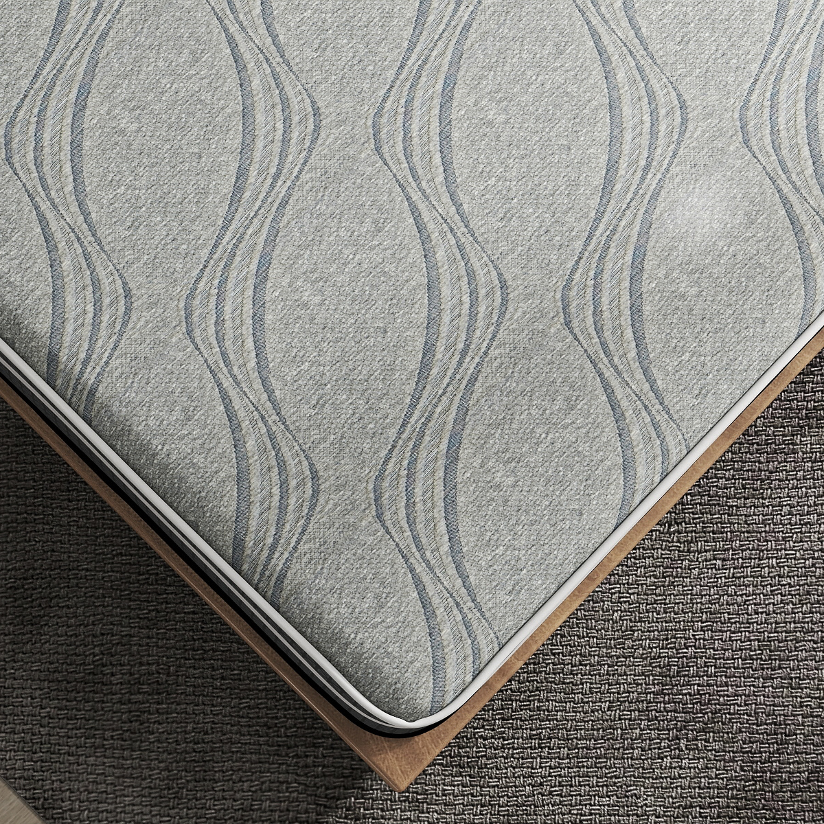 Light Grey Wavy Pattern Mattress Fabric – Soft, Durable & Modern Ticking Material