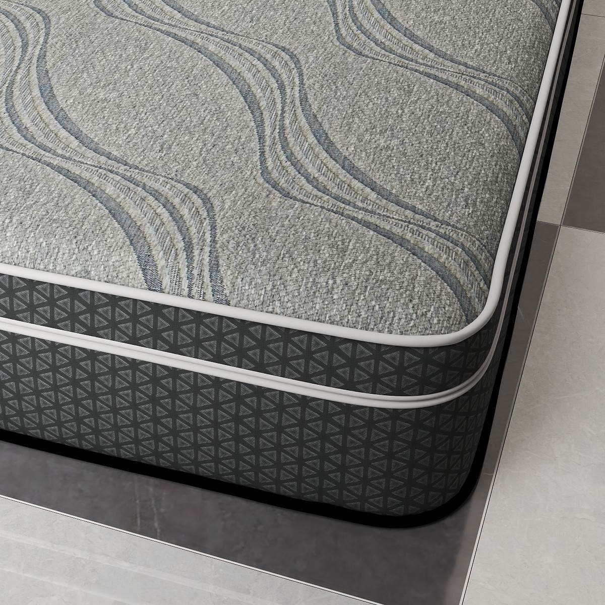 Light Grey Wavy Pattern Mattress Fabric – Soft, Durable & Modern Ticking Material