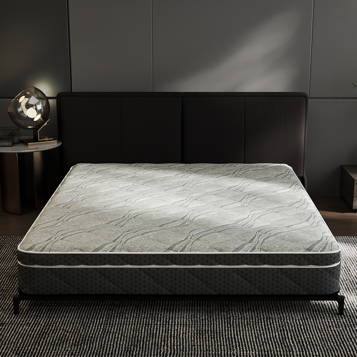 Light Grey Wavy Pattern Mattress Fabric – Soft, Durable & Modern Ticking Material