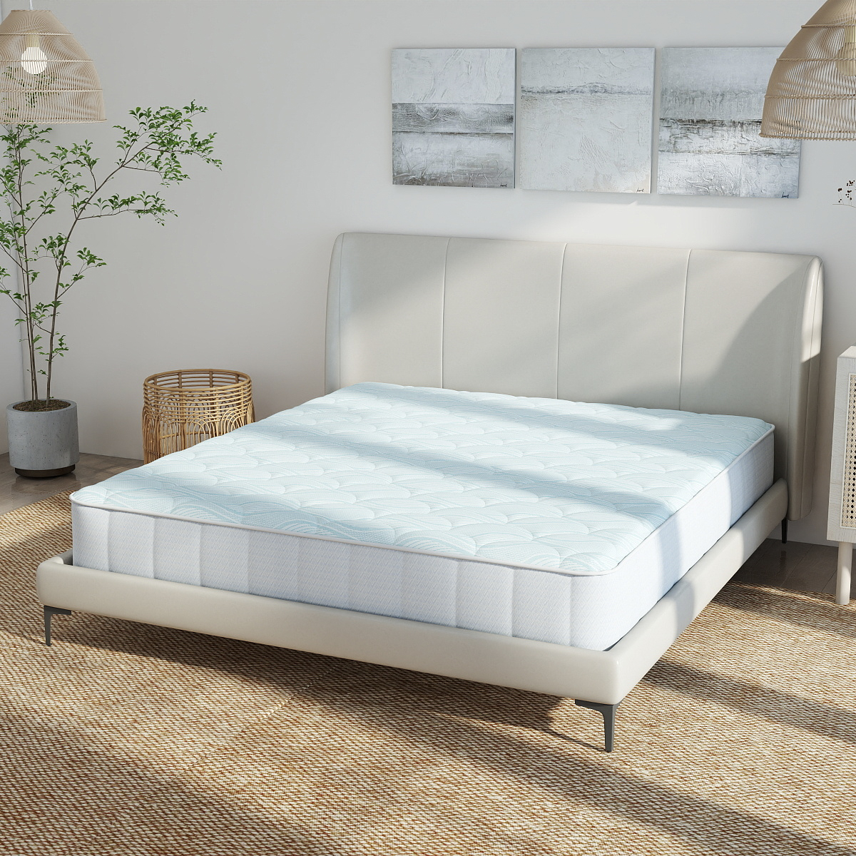 Knitted Mattress Fabric – Custom Soft Wave-Leaf Pattern for Premium Mattress Covers